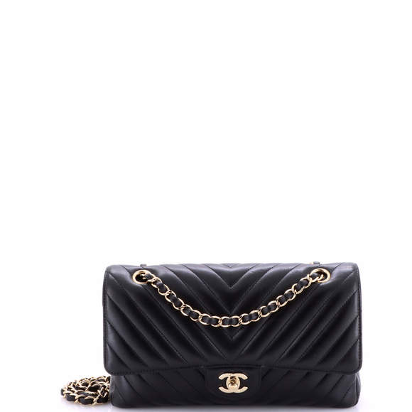 Chanel Small Classic Double Flap Bag Chevron Lambskin - Picture 1 of 5
